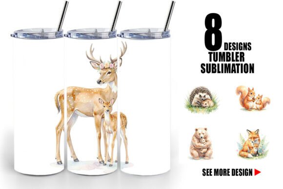 Download Watercolor Woodland Animal Tumbler Wrap - Watercolor Collection