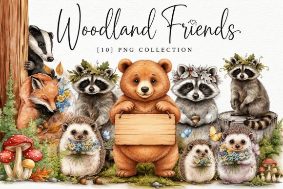 Download Cute Forest Animals Clipart Png Set - Animal Collection