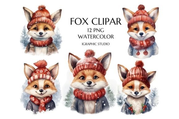 Download Watercolor Christmas Fox Clipart - Watercolor Collection
