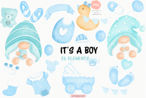 Download Watercolor Baby Boy Shower Clipart - Watercolor Collection