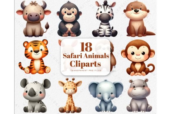 Download Watercolor Cute Safari Animals Clipart - Watercolor Collection