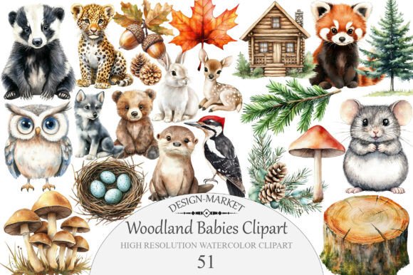 Download Watercolor Woodland Babies Clipart - Watercolor Collection