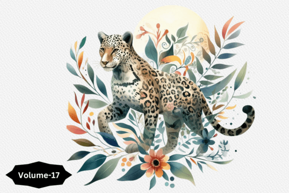 Download Watercolor Leopard Cliparts Volume –17 - Watercolor Collection