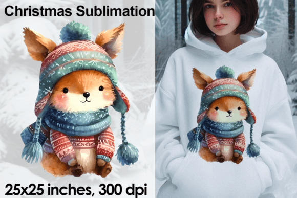 Download Watercolor Christmas Fox Sublimation PNG - Watercolor Collection