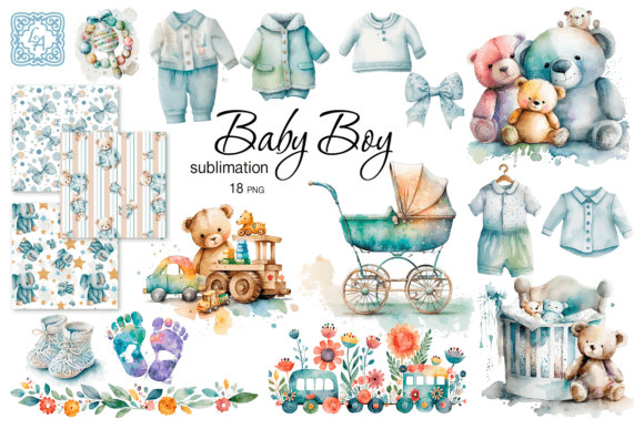 Download Baby Boy Shower 18 PNG Watercolors - Watercolor Collection