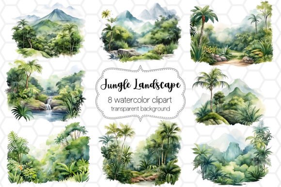 Download Watercolor Jungle Landscape Cliparts PNG - Watercolor Collection