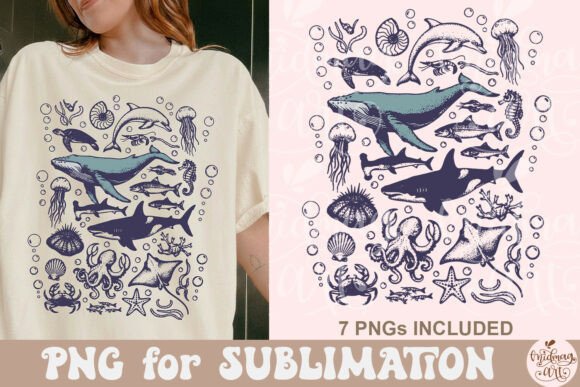 Download Sea Animals PNG, 90s Vintage Ocean PNG - Animal Collection