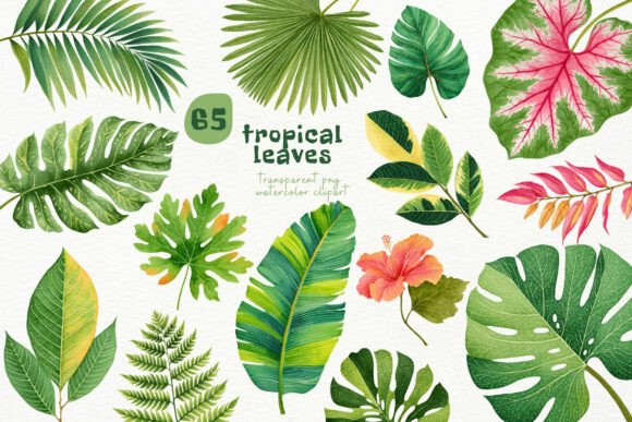 Download Watercolor Tropical Leaves PNG Clipart - Watercolor Collection