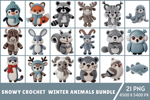 Download Snowy Crochet Winter Animals PNG Bundle - Animal Collection