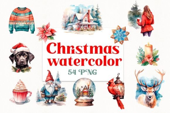 Download Christmas Watercolor Sublimation Bundle - Watercolor Collection