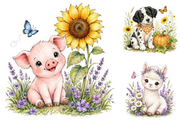 Download Watercolor Farm Animal Clipart Bundle - Watercolor Collection