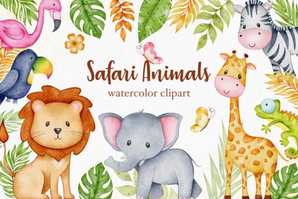 Download Watercolor Safari Baby Animals Clipart - Watercolor Collection