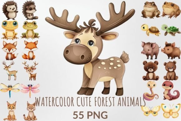 Download Watercolor Cute Forest Animals for Kids - Watercolor Collection