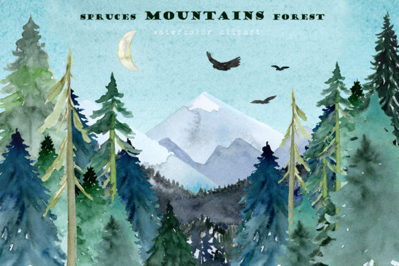 Download Mountains Spruces Forest Watercolors - Watercolor Collection