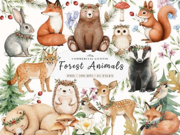Download Boho Woodland Baby Floral Animals Png - Animal Collection