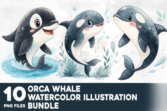 Download Orca Whale Watercolor Bundle - Watercolor Collection