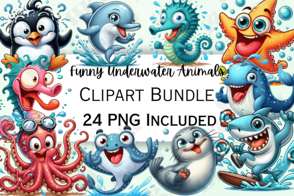 Download Funny Cartoon Underwater Animals Clipart - Animal Collection