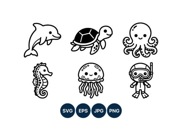 Download Cute Cartoon Ocean Animals Vector Set - Animal Collection