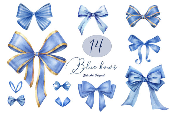 Download Blue Bow Clipart Set Watercolor Baby Boy - Watercolor Collection