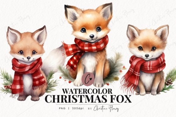 Download Watercolor Christmas Fox Clipart - Watercolor Collection