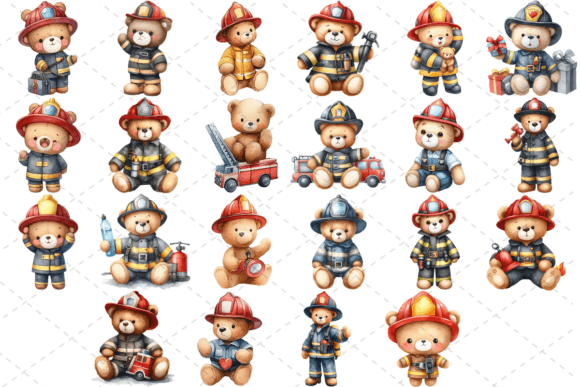Download Firefighter Teddy Watercolor Bundle - Watercolor Collection