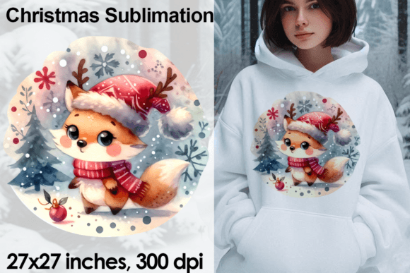 Download Watercolor Christmas Fox Sublimation PNG - Watercolor Collection