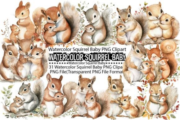 Download Watercolor Squirrel Baby Sublimation - Watercolor Collection
