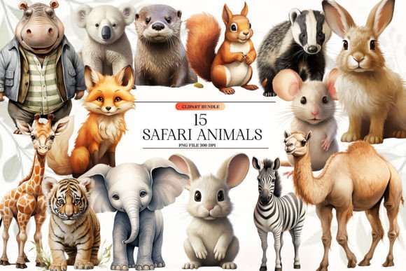 Download Watercolor Safari Animals Clipart - Watercolor Collection