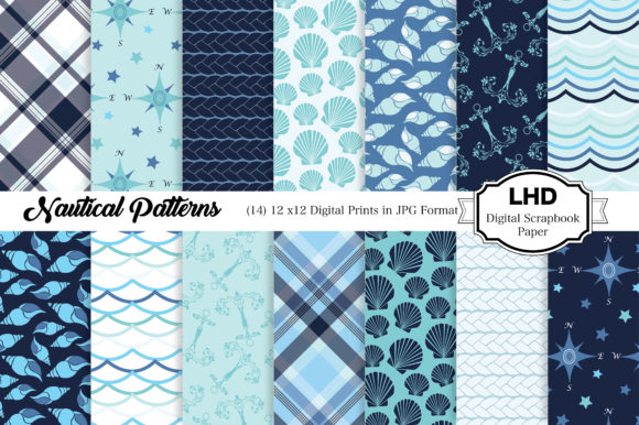 Download Digital Papers - Nautical Sea Patterns - Nautical Collection