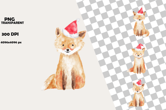 Download Adorable Watercolor Fox Christmas - Watercolor Collection