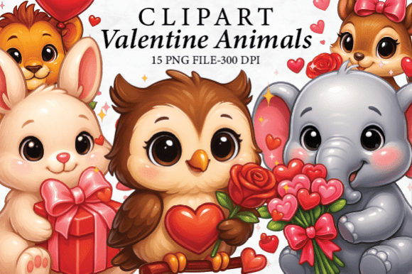 Download Valentine Cute Animal Clipart Bundle - Animal Collection
