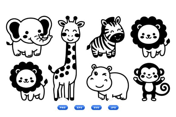 Download Cute Safari Animal Clipart SVG - Animal Collection
