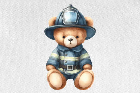 Download Firefighter Teddy Watercolor Clipart - Watercolor Collection