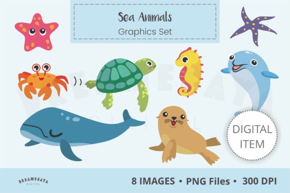 Download Cute Sea Animals Clip Art Set - Animal Collection