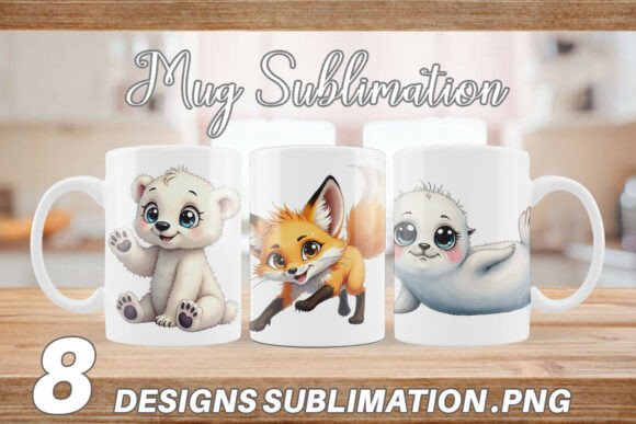 Download Arctic Cuties Watercolor Mug Wrap - Watercolor Collection