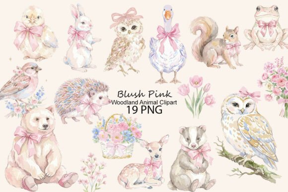 Download Blush Pink Woodland Animal Clipart - Animal Collection