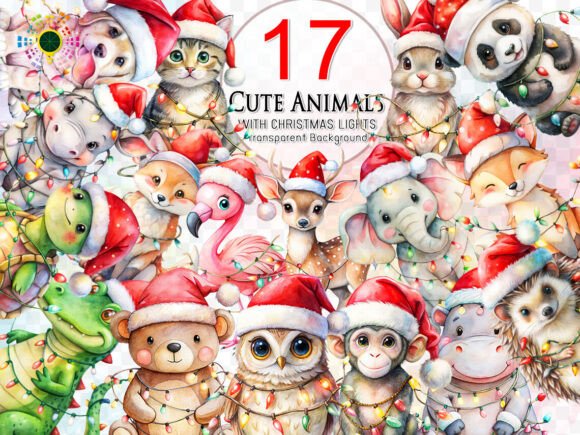 Download Cute Animals with Christmas Lights PNG - Animal Collection