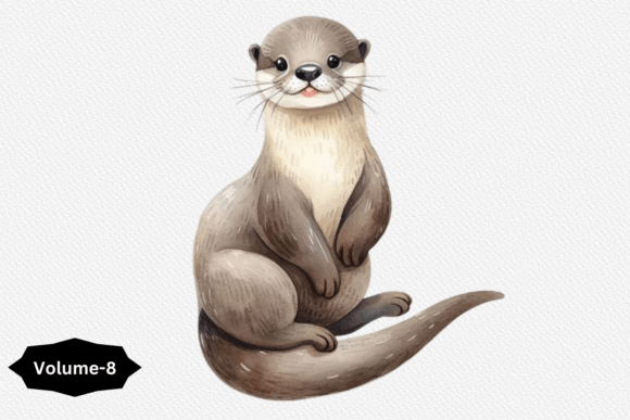 Download Watercolor Otter Clipart Volume –8 - Watercolor Collection