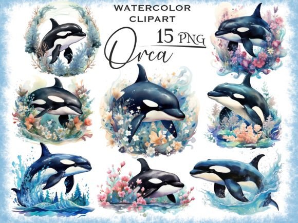Download Watercolor Floral Orca PNG Clipart - Watercolor Collection
