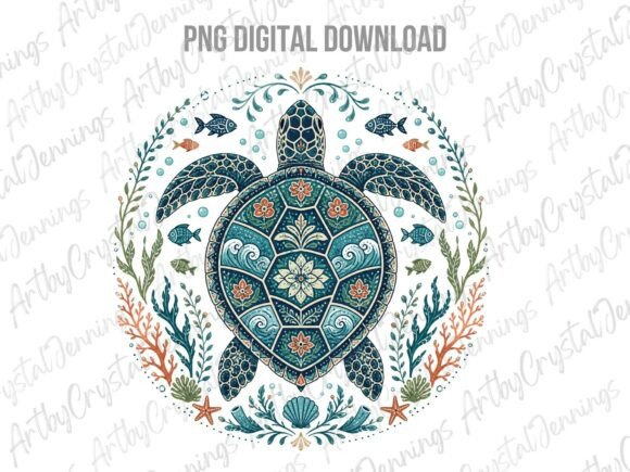 Download Ornate Boho Ocean Turtle Animal PNG - Animal Collection