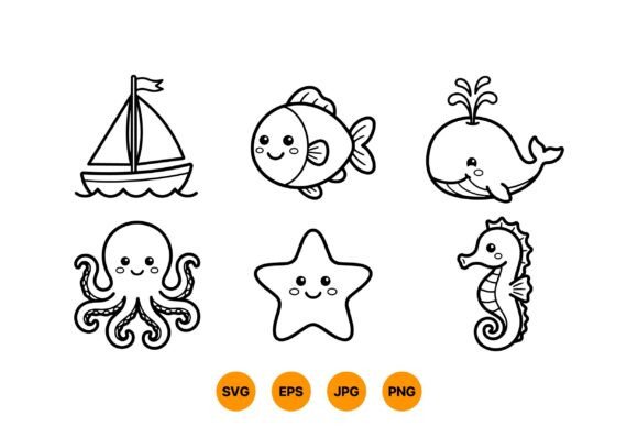 Download Cute Sea Animals Clipart Set - Animal Collection