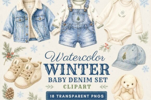 Download Winter Baby Denim Clipart | Watercolor - Watercolor Collection