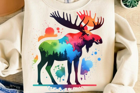 Download Colorful Moose Forest Animal Png - Animal Collection