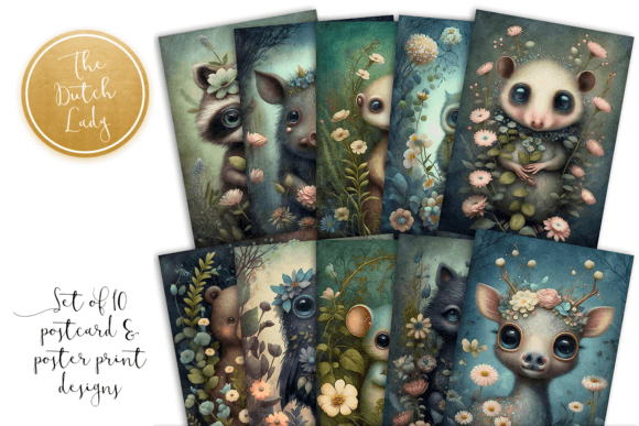 Download Cute Forest Animals Postcard Print Set 2 - Animal Collection