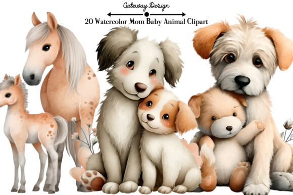 Download Watercolor Mom Baby Animal Clipart - Watercolor Collection