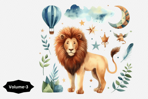 Download Watercolor Lion Clipart PNG Volume –3 - Watercolor Collection