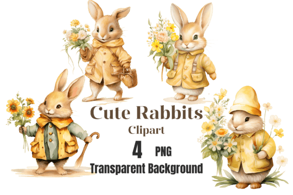 Download Watercolor Cute Rabbits Clipart - Watercolor Collection
