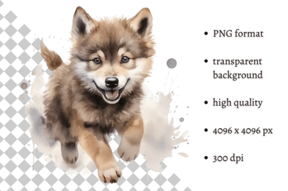 Download Cute Watercolor Baby Wolf PNG Clipart - Watercolor Collection