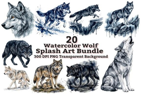 Download Watercolor Wolf Splash Art Clipart - Watercolor Collection