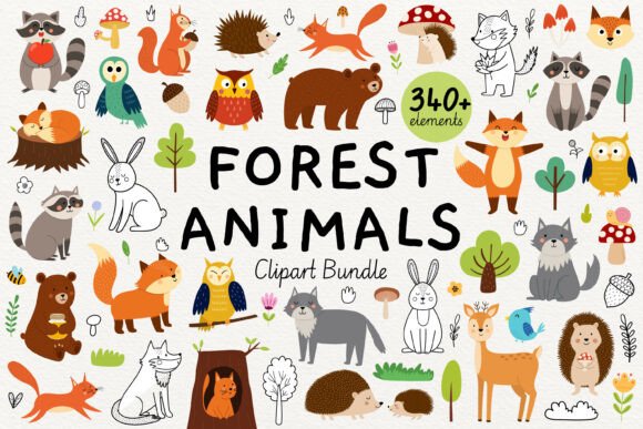 Download Cute Forest Animals Clipart Big Collecti - Animal Collection